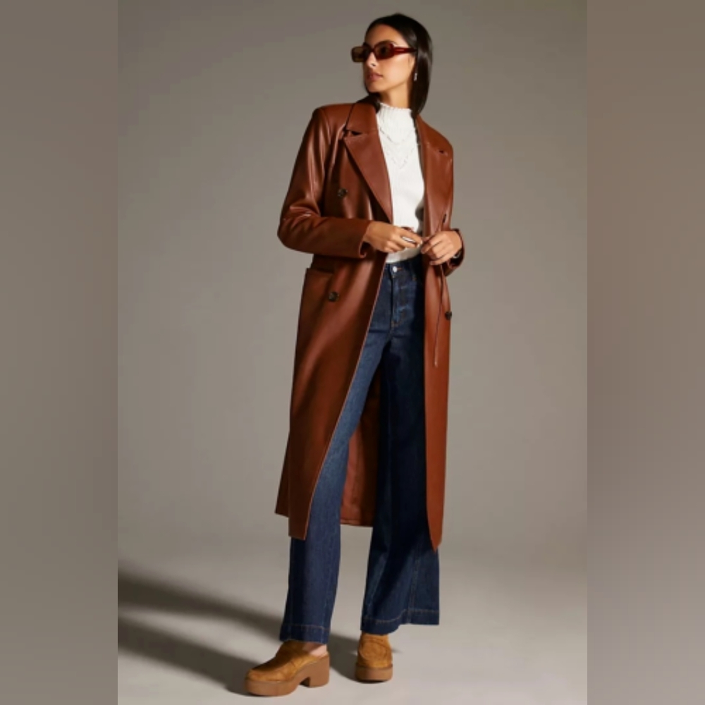 Avec Le Filles Faux Leather trench Jacket